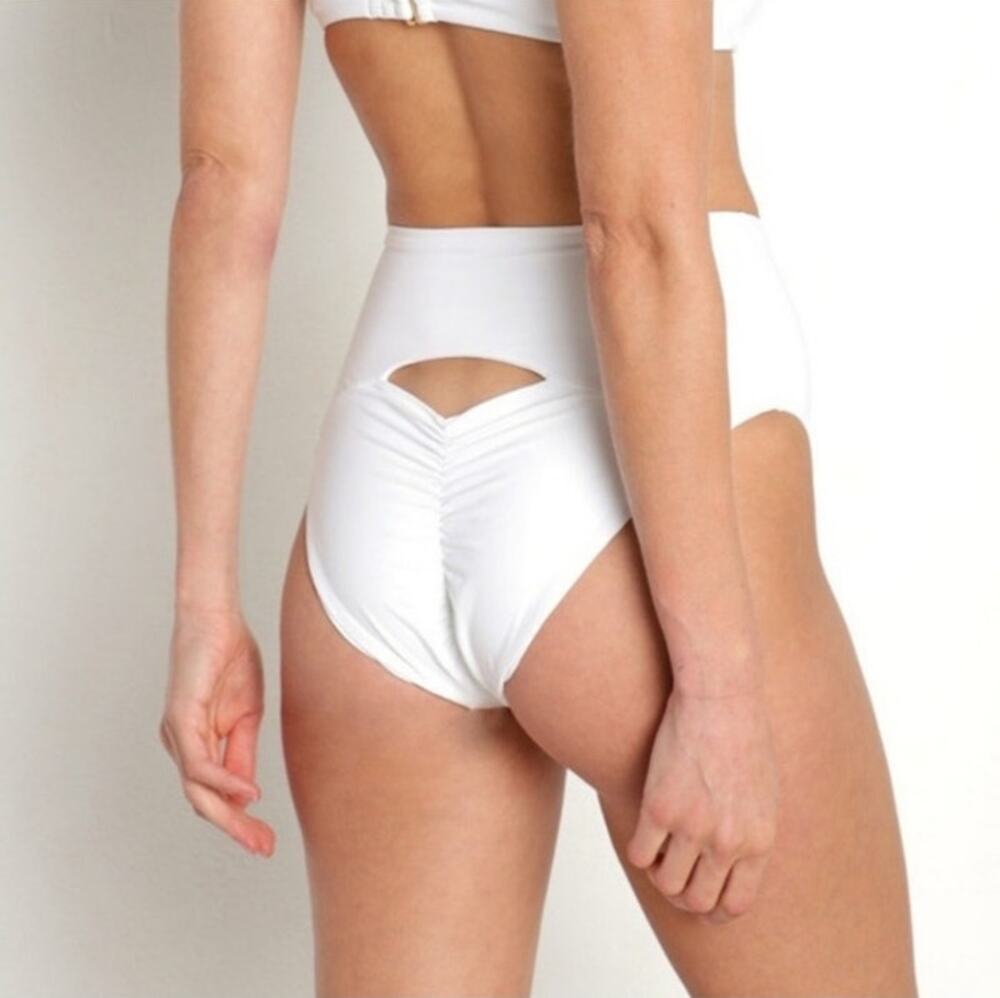 L*Space Luka Bikini Bottom Classic White Size Small Cutout High Rise
